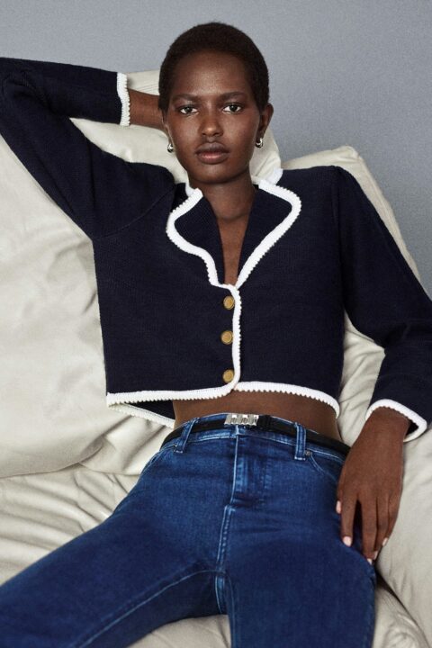 Le cardigan côtelé - Bleu marine