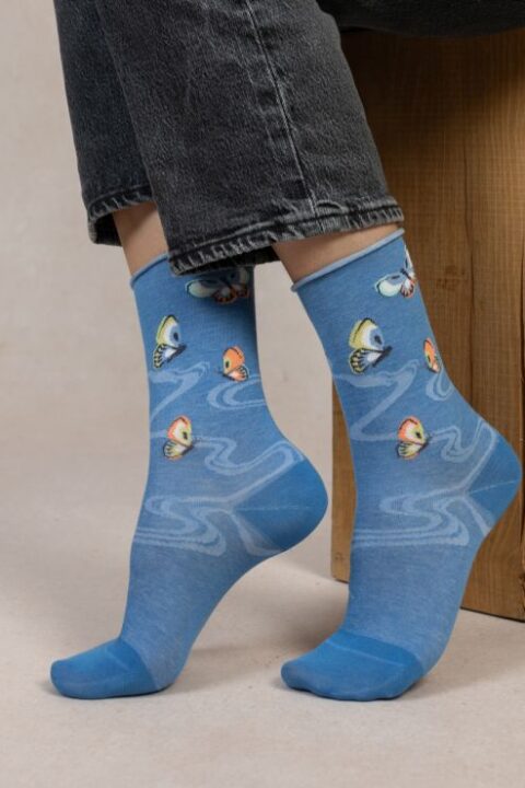 Chaussettes papillon en coton velouté