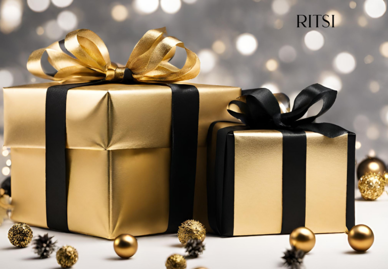 Gold wrapper with black ribbon - shoplocal