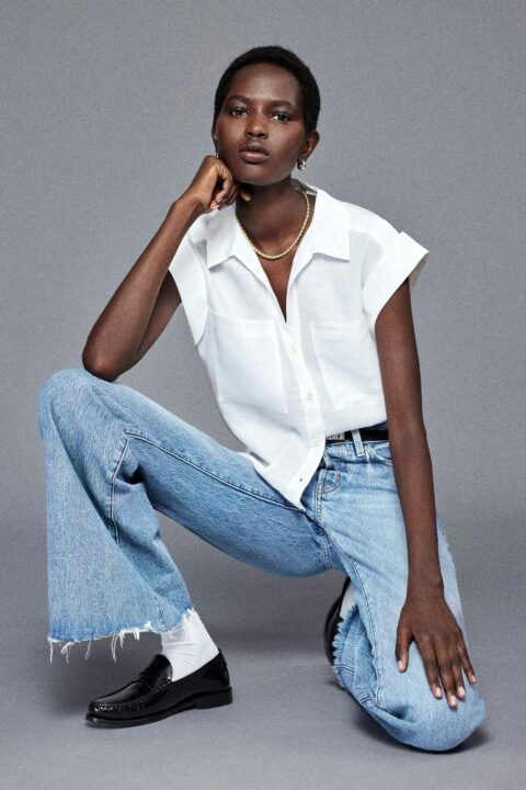 Frame – Chemise décontractée en denim blanc