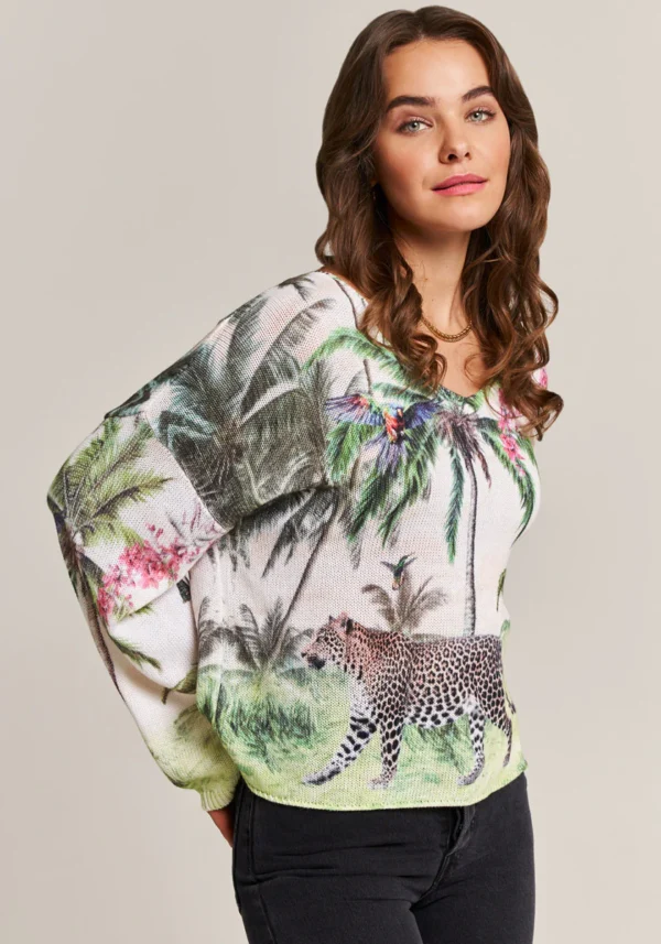 Pull à col V Wild Jungle