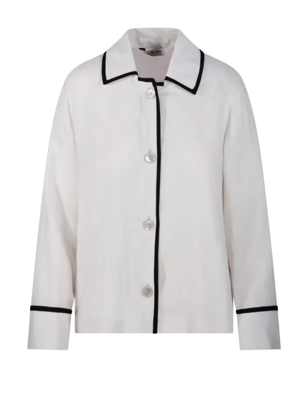 Max Mara - Top à manches longues boutonné en blanc - Image 2