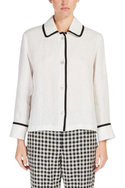 Max Mara - Top à manches longues boutonné en blanc