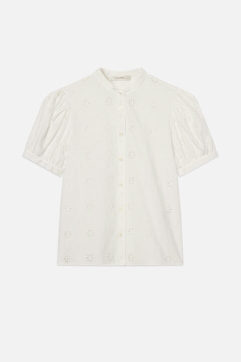 The Eyelet Gathered Top en blanc
