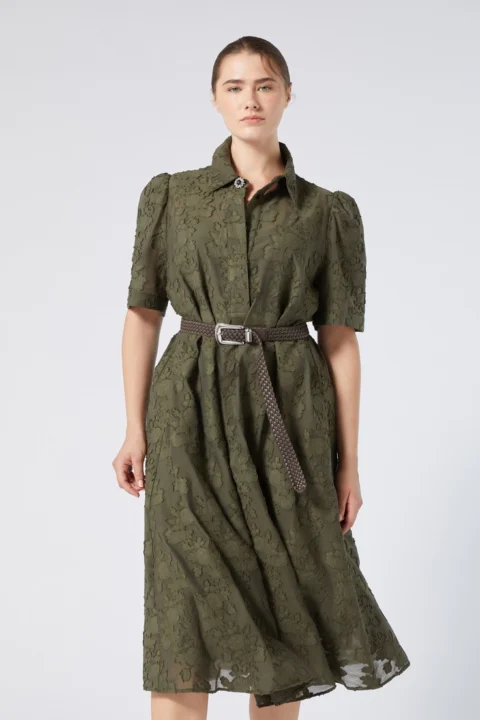 Marina Rinaldi - Robe chemise en fil coupé