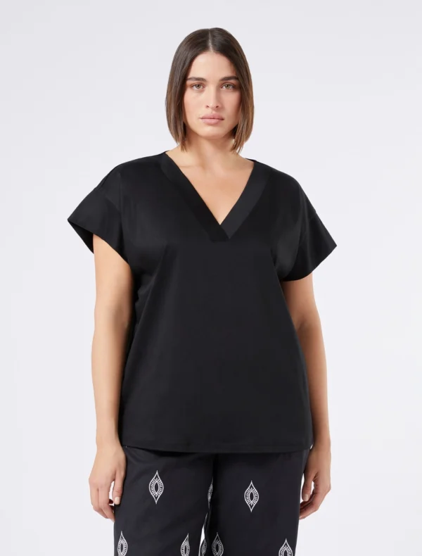 Marina Rinaldi T-shirt en jersey interlock – Noir
