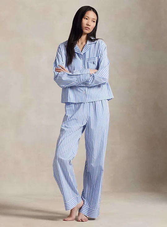 Long-Sleeve Poplin Pajama Set