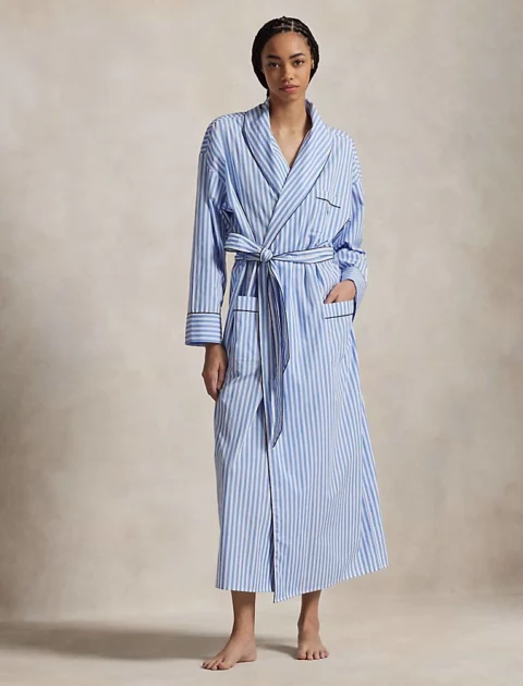 Striped Cotton Poplin Robe