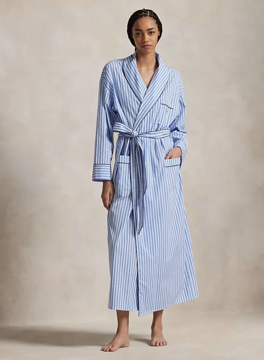 Striped Cotton Poplin Robe