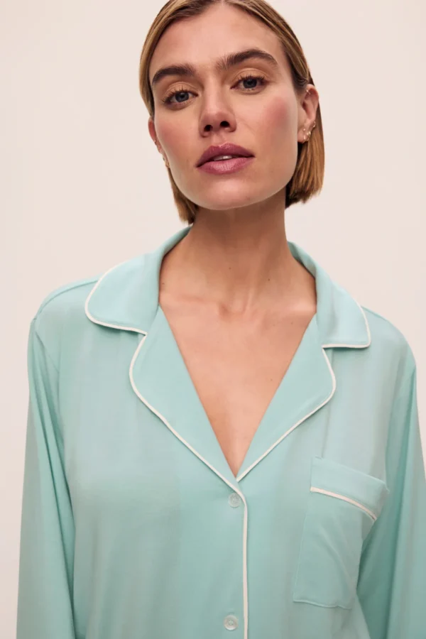 Gisele Long PJ Set in Canal BlueIvory - Image 2