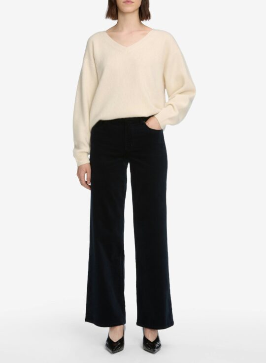 Frame – Pantalon slim Palazzo en velours côtelé bleu marine