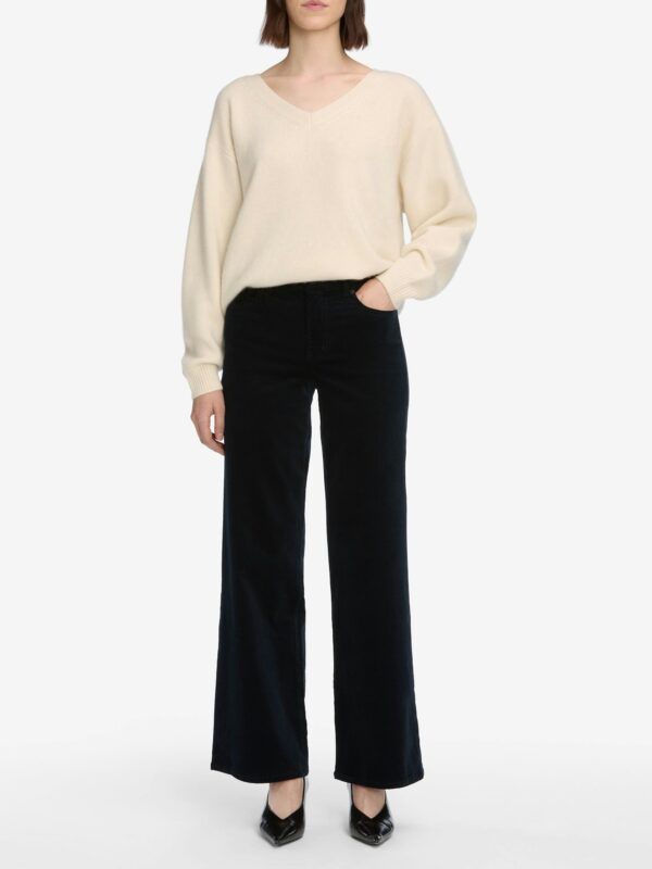 Frame - Pantalon slim Palazzo en velours côtelé bleu marine