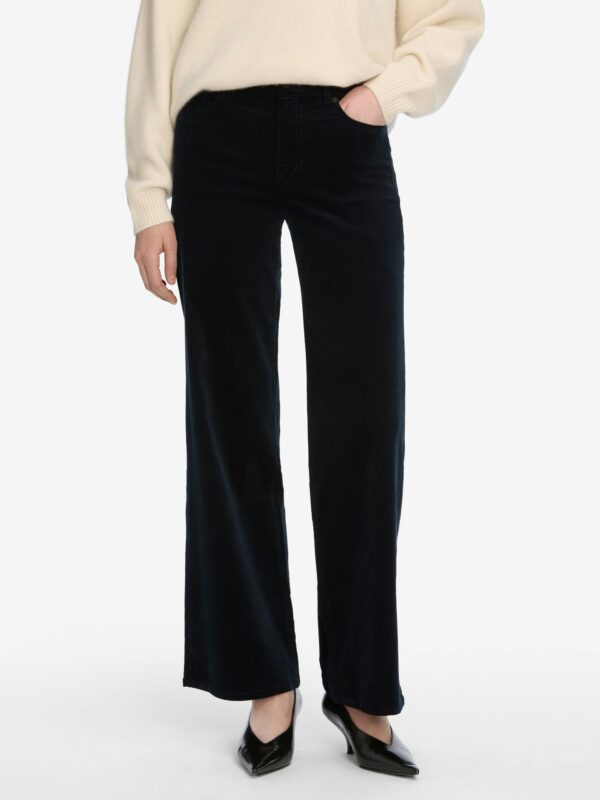 Frame - Pantalon slim Palazzo en velours côtelé bleu marine - Image 2