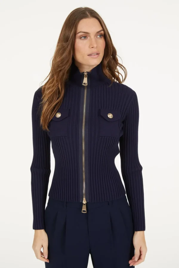 Marc Aurel | Cardigan à poches bleu marine - Image 3