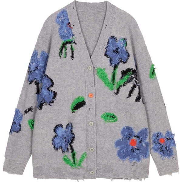 JNBY | Floral Pattern V-neck Cardigan - Image 4