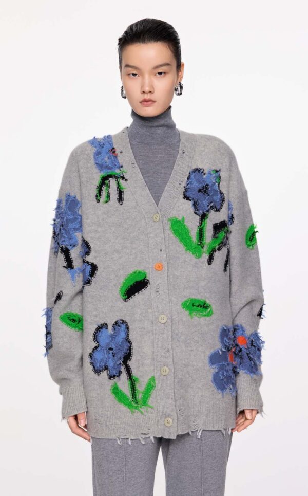 JNBY | Floral Pattern V-neck Cardigan - Image 9