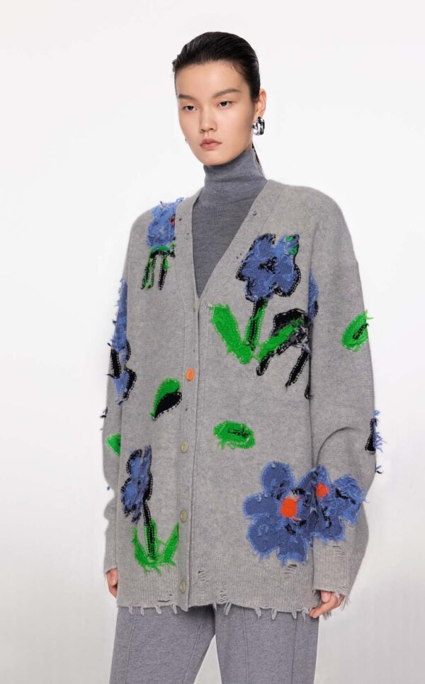 JNBY | Floral Pattern V-neck Cardigan - Image 10