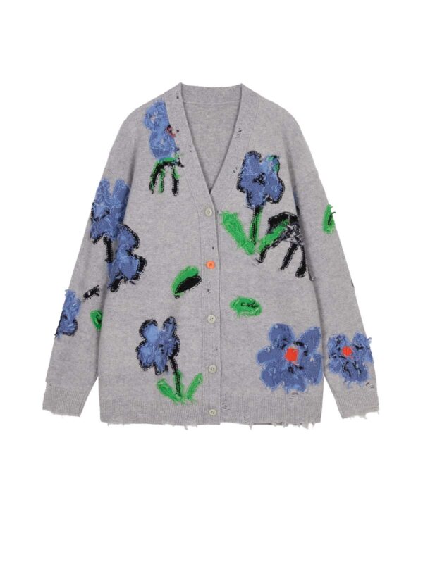 JNBY | Floral Pattern V-neck Cardigan - Image 2
