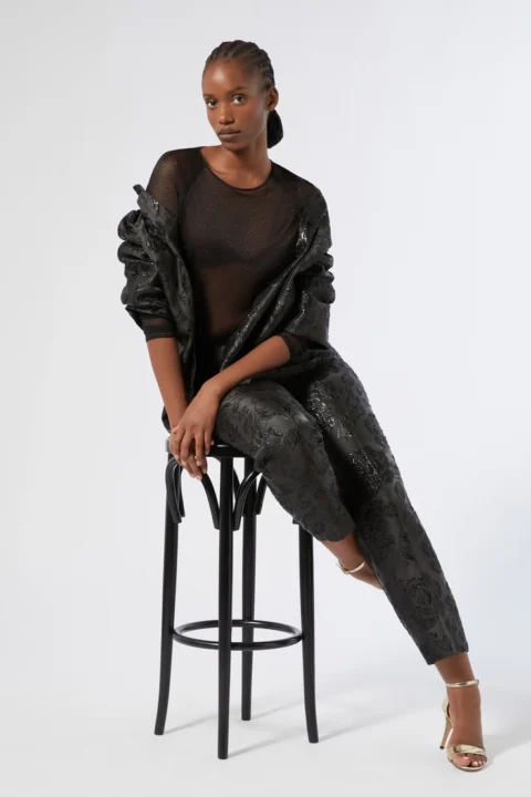 Marina Rinaldi | Pantalon en jacquard, noir