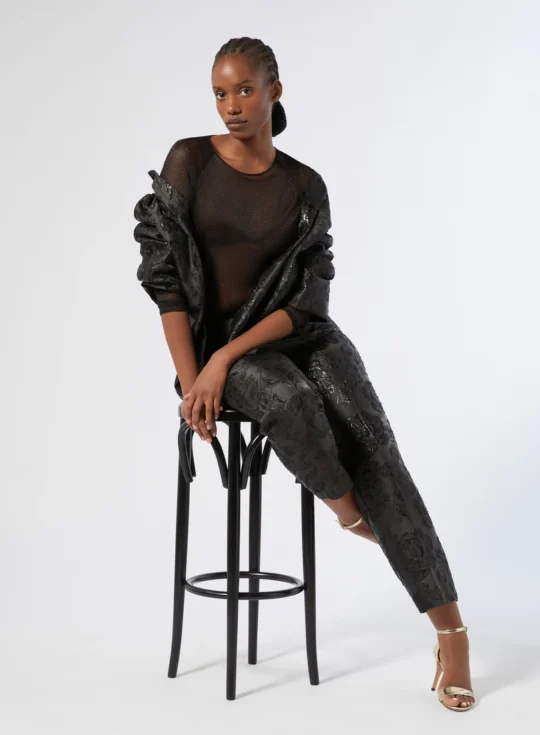 Marina Rinaldi | Pantalon en jacquard, noir