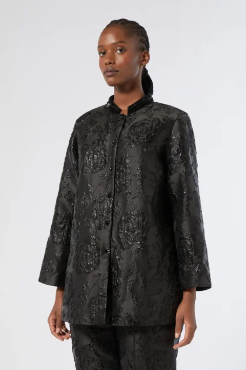 Marina Rinaldi | Tunique en jacquard avec broderie, noir