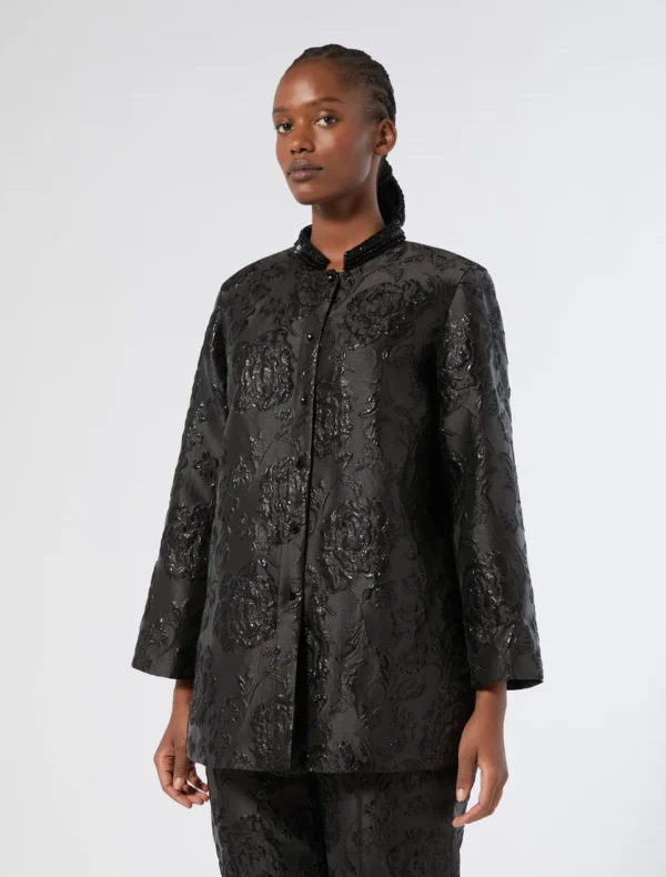 Marina Rinaldi | Tunique en jacquard avec broderie, noir