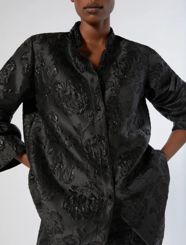 Marina Rinaldi | Tunique en jacquard avec broderie, noir - Image 3