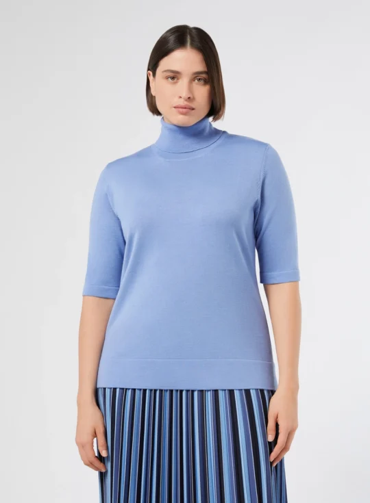 Marina Rinaldi | Pull col roulé en laine, bleu clair