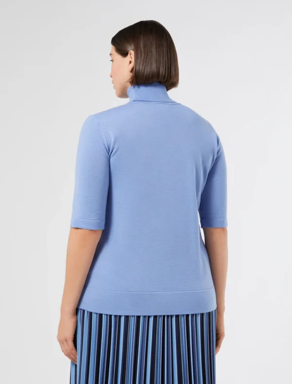 Marina Rinaldi | Pull col roulé en laine, bleu clair - Image 5