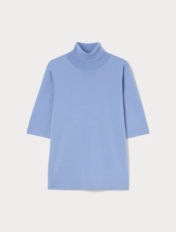 Marina Rinaldi | Pull col roulé en laine, bleu clair - Image 3