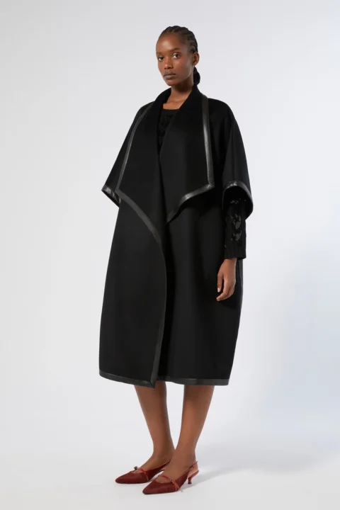 Marina Rinaldi | Cape en laine double face, noire