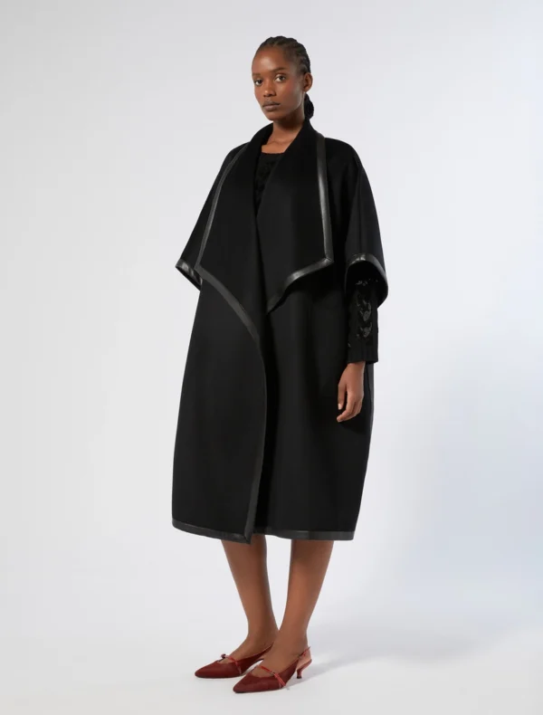 Marina Rinaldi | Cape en laine double face, noire
