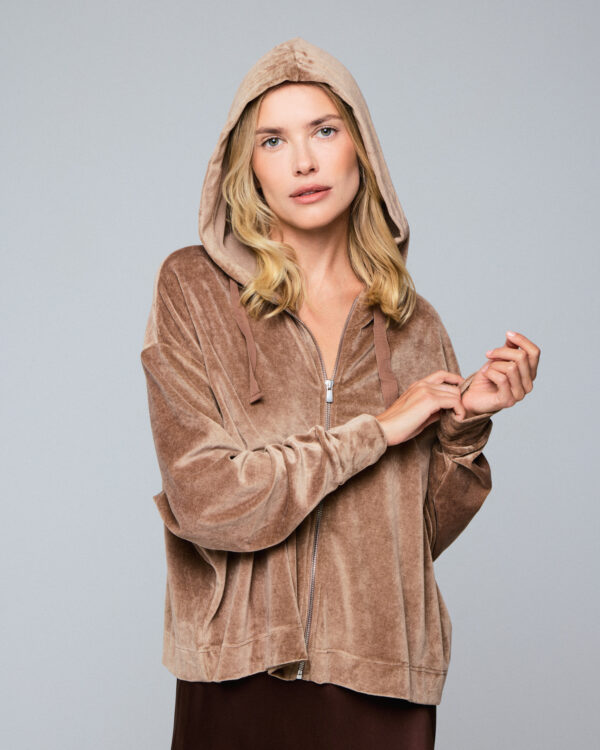 Majestic Filatures | Beige Long Sleeve Hoodie in Cotton - Image 4