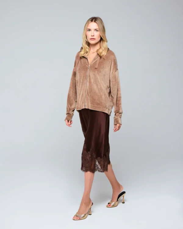 Majestic Filatures | Beige Long Sleeve Hoodie in Cotton