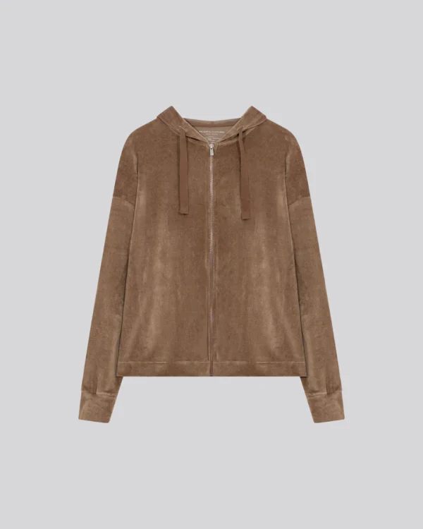 Majestic Filatures | Beige Long Sleeve Hoodie in Cotton - Image 3