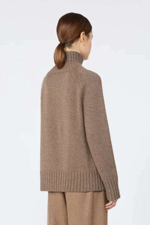 MaxMara | Pull à col roulé en laine et cachemire, brun noisette