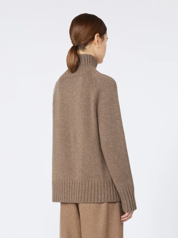 MaxMara | Pull à col roulé en laine et cachemire, brun noisette - Image 2