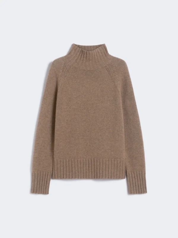 MaxMara | Pull à col roulé en laine et cachemire, brun noisette - Image 3