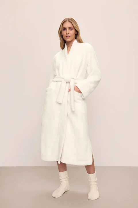Peignoir long en peluche Renew pour femme Eberjey – Ivoire