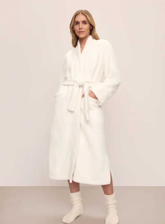 Peignoir long en peluche Renew pour femme Eberjey – Ivoire