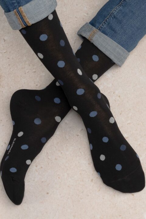 Bleuforêt | Polka Dot and Stripes Cotton Sock Set Black