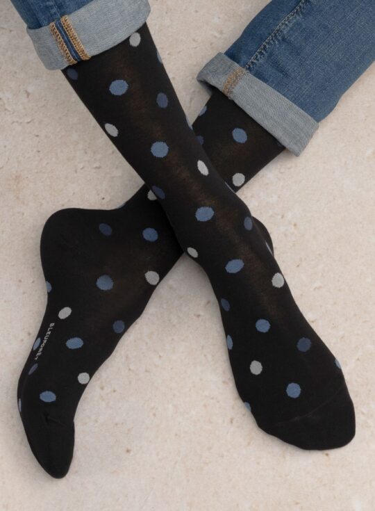Bleuforêt | Ensemble de chaussettes en coton à pois et à rayures Noir