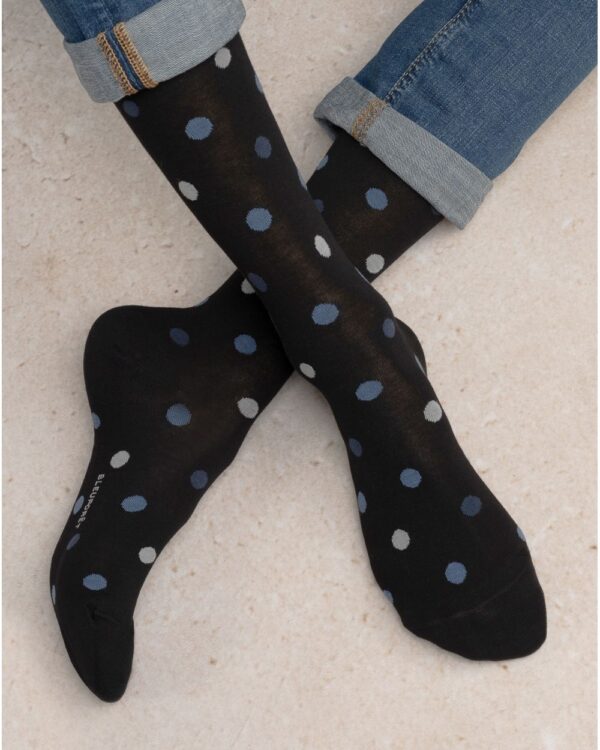 Bleuforêt | Polka Dot and Stripes Cotton Sock Set Black