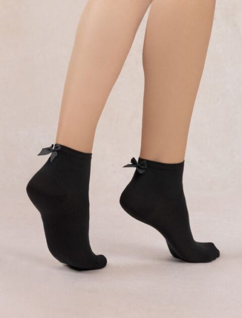 Bleuforêt | Chaussettes courtes unies noeud Noir