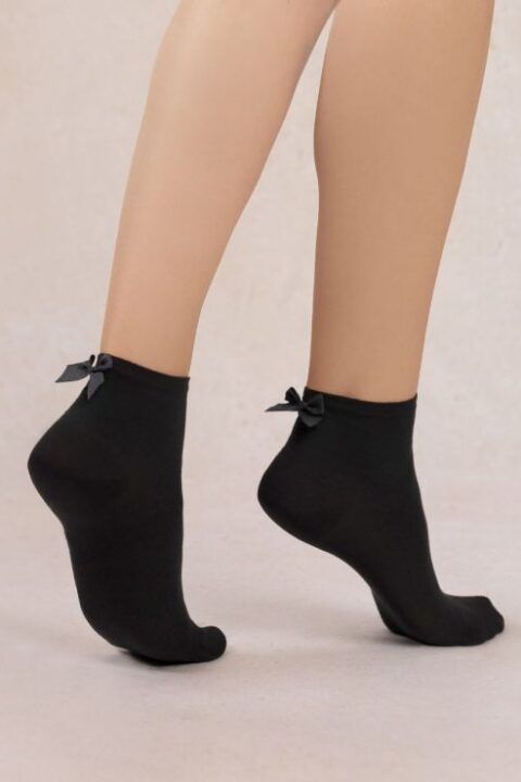 Bleuforêt | Chaussettes courtes unies noeud Noir