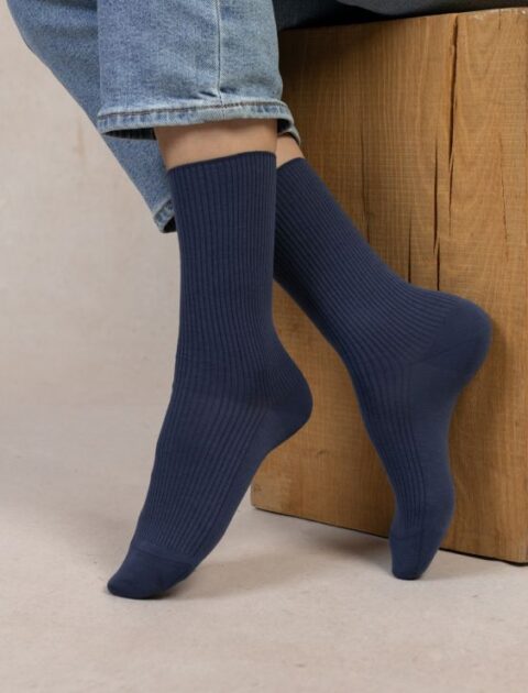 Bleuforêt | Chaussettes Coton Unies À Côtes Sable