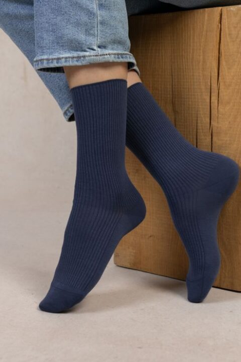 Bleuforêt | Chaussettes Coton Unies À Côtes Sable
