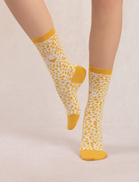 Bleuforêt | Chaussettes coton léopard Jaune