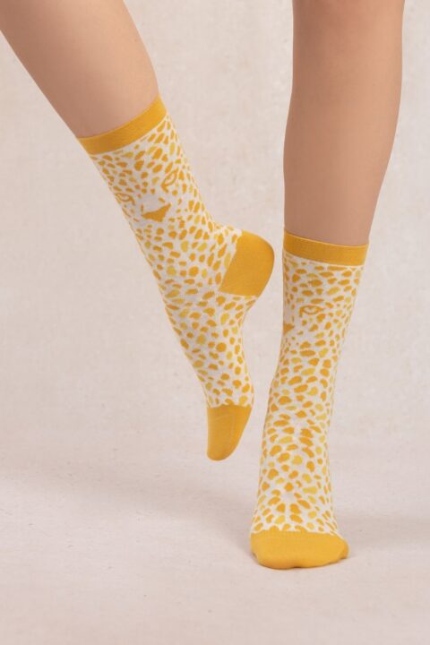 Bleuforêt | Chaussettes coton léopard Jaune