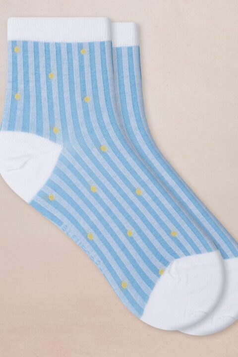 Bleuforêt | Chaussettes courtes fil d&rsquo;Ecosse plumetis Bleu clair